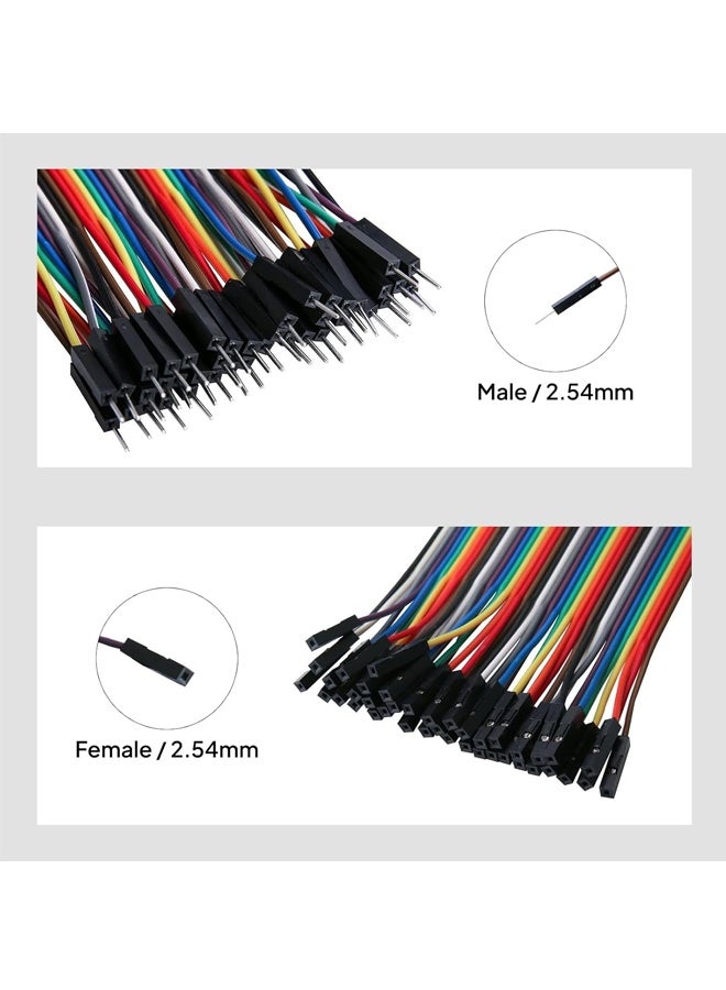 مجموعة أسلاك توصيل متعددة الألوان من دوبونت، 120 قطعة، بطول 20 سم، 40 دبوس ذكر إلى أنثى، 40 دبوس ذكر إلى ذكر، 40 دبوس أنثى إلى أنثى، متوافقة مع مشاريع أردوينو - Image 3